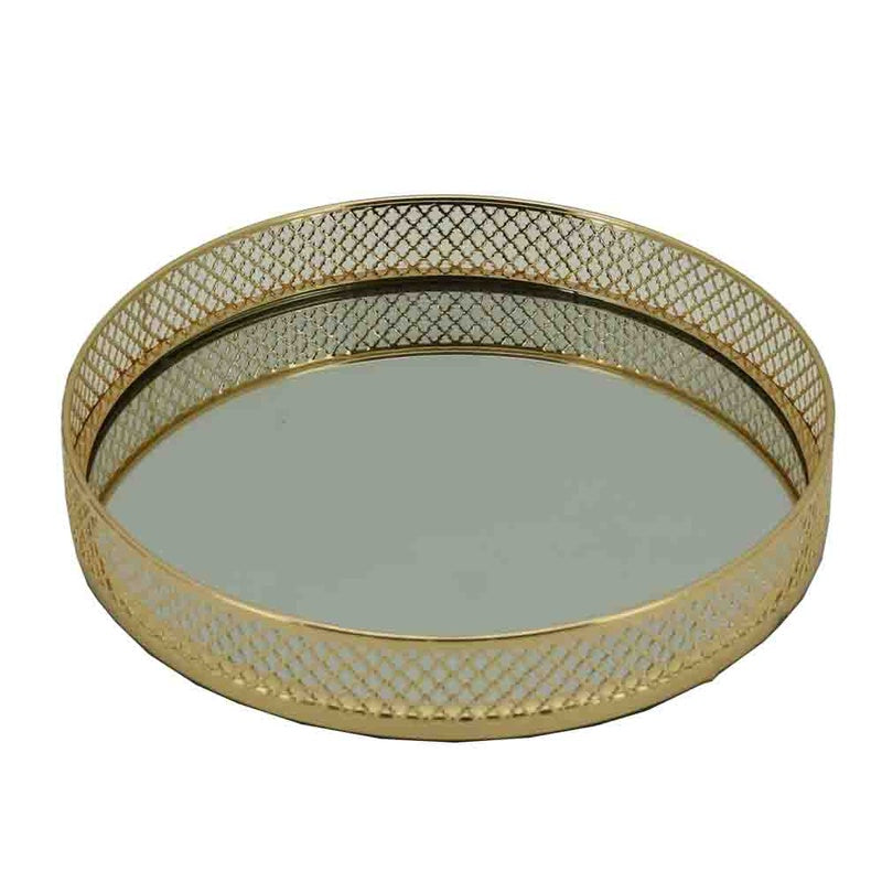 Gold Metal Tray Round 35cm image 0