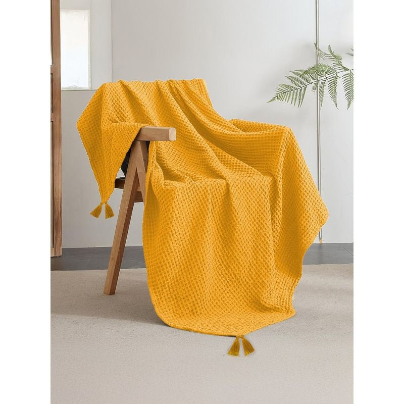 Cotton Waffle Throw 150x200cm (Mustard) image 0