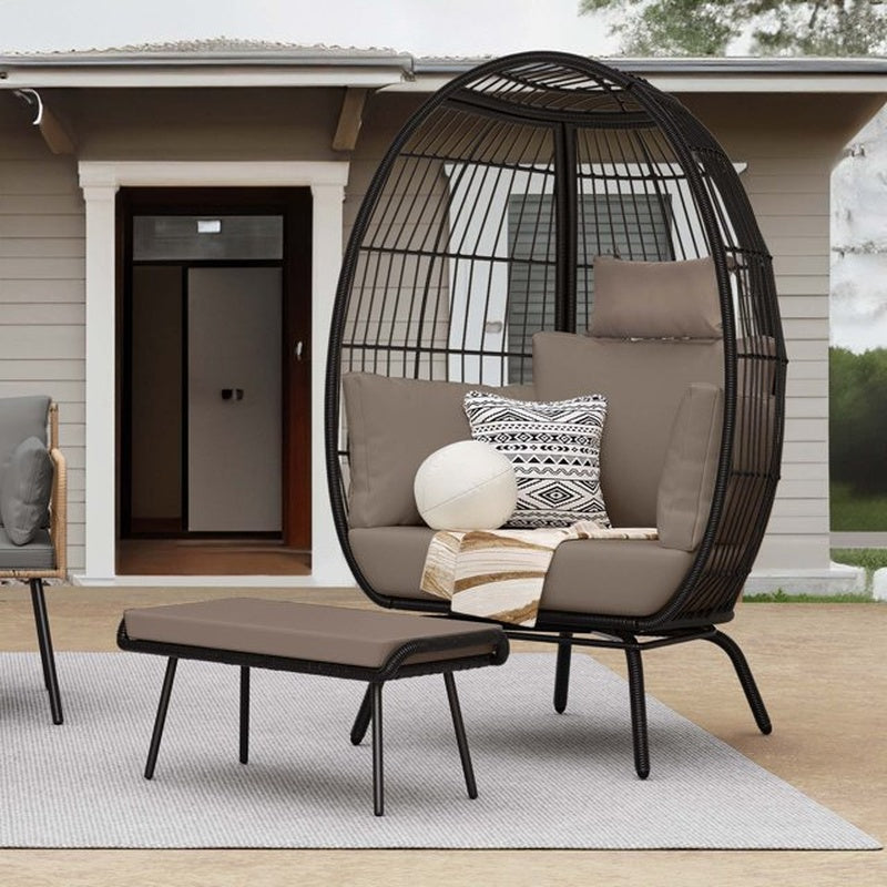 Egg Chair with Ottoman (Black) image 0