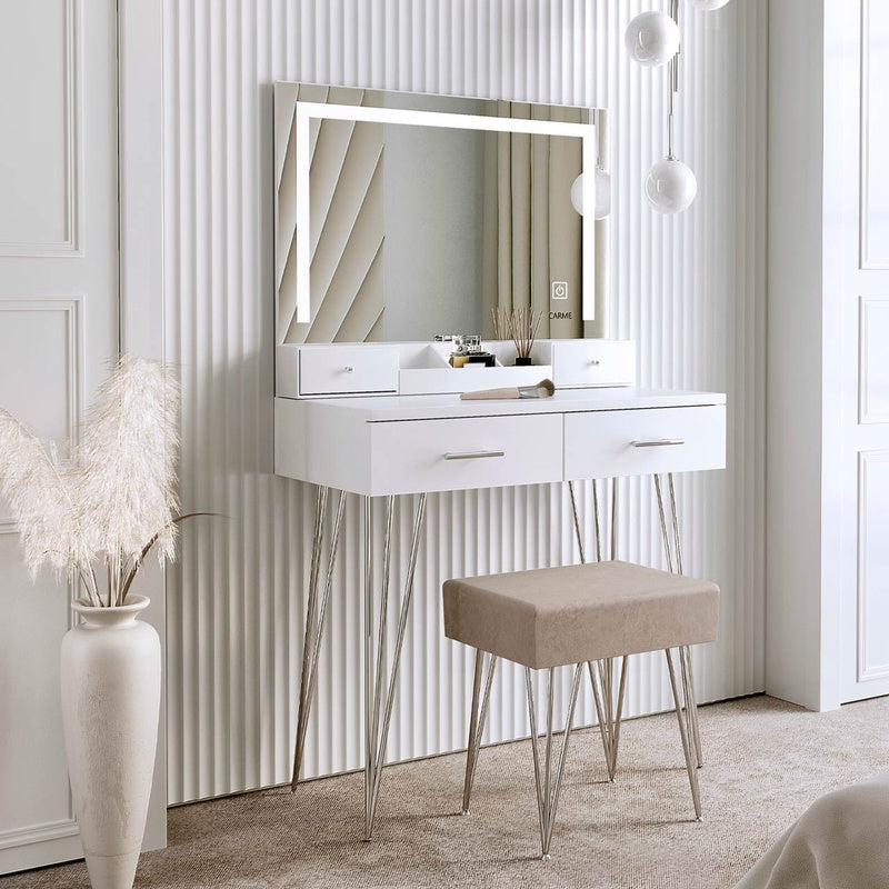 Dressing Table with Mirror (White) image 0