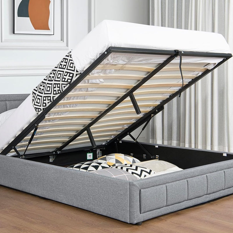 Ottoman Storage Bed Double (Grey) image 0