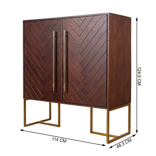 Bar Cabinet (Walnut & Gold) image 0