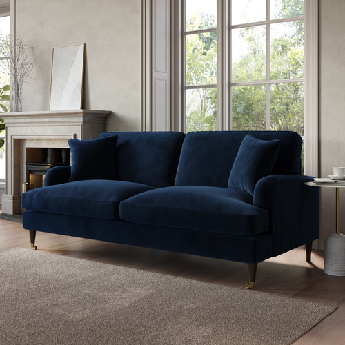 3-Seater Velvet Sofa (Navy Blue) image 0