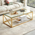 Glass Coffee Table 120cm (Gold Frame) image 0