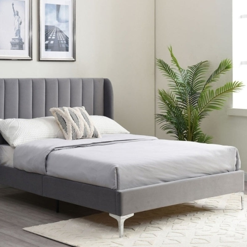 Upholstered Bed Super King (Grey Velvet) image 0