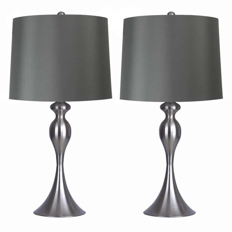 Table Lamp with Linen Shade (Grey) image 0
