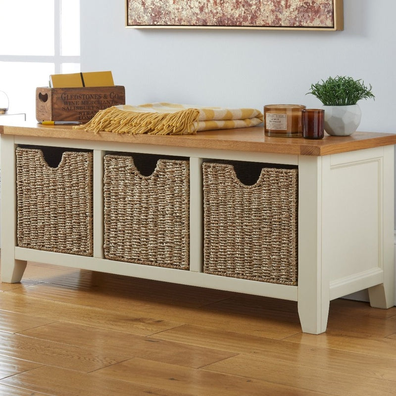 Storage Bench 100cm (Oak & Cream) image 0