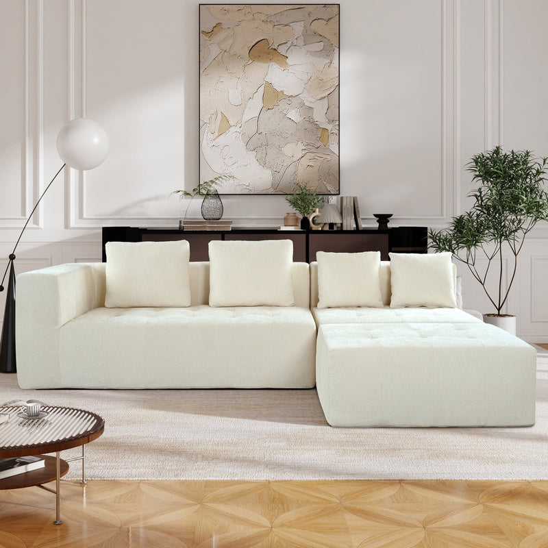 Modular Sofa 3-Piece Set (Beige Boucle) image 0