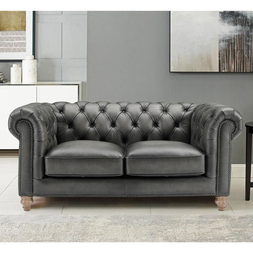 2-Seater Chesterfield Sofa (Grey) image 0