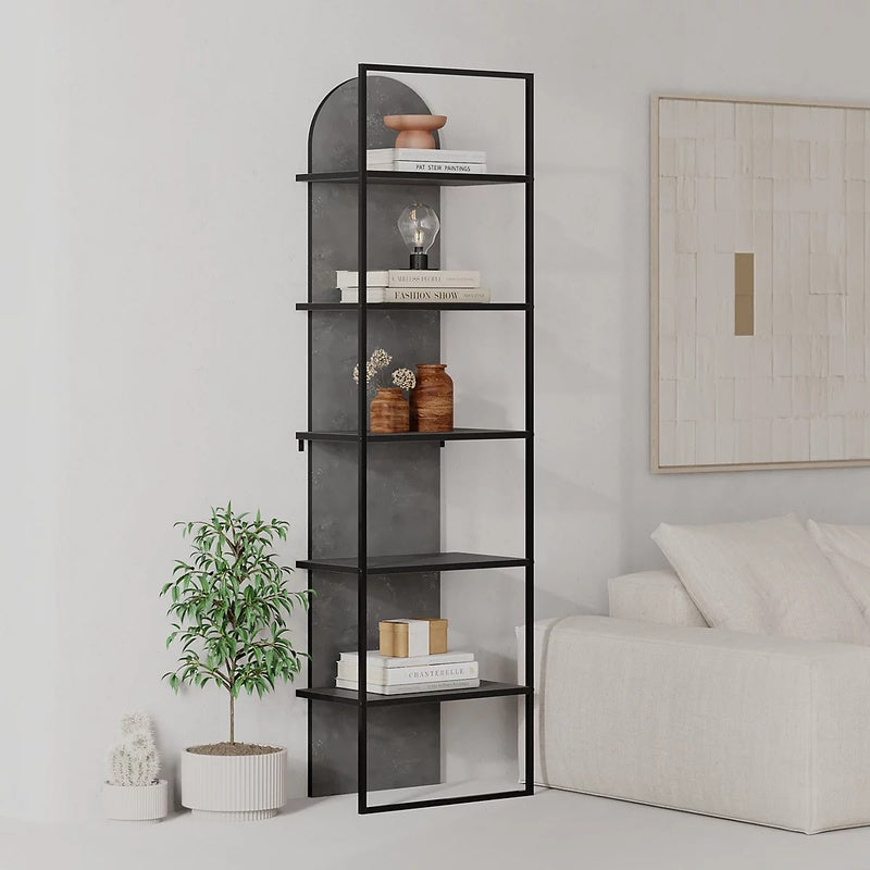 Bookcase 180cm (Black Metal & Wood) image 0