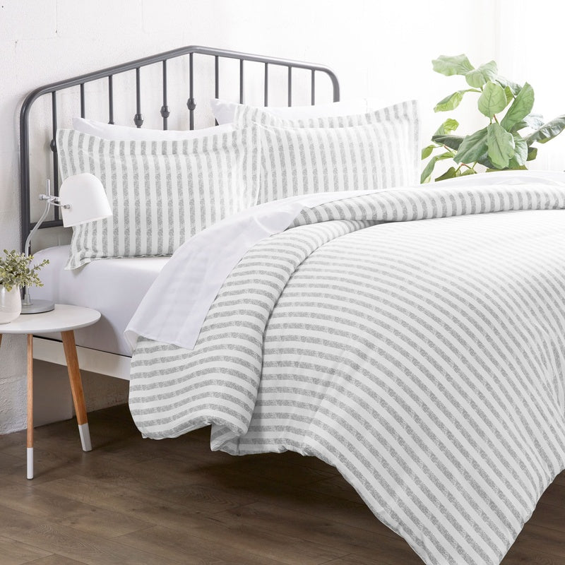 Duvet Cover Set King (Grey Stripe) image 0