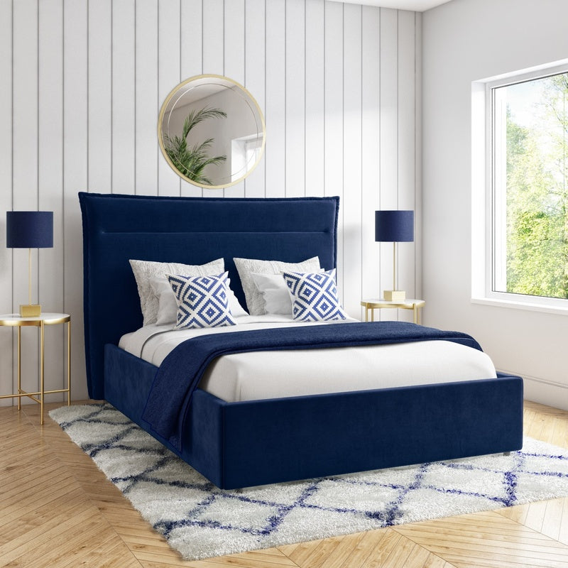 Upholstered Bed Frame Double (Navy Velvet) image 0